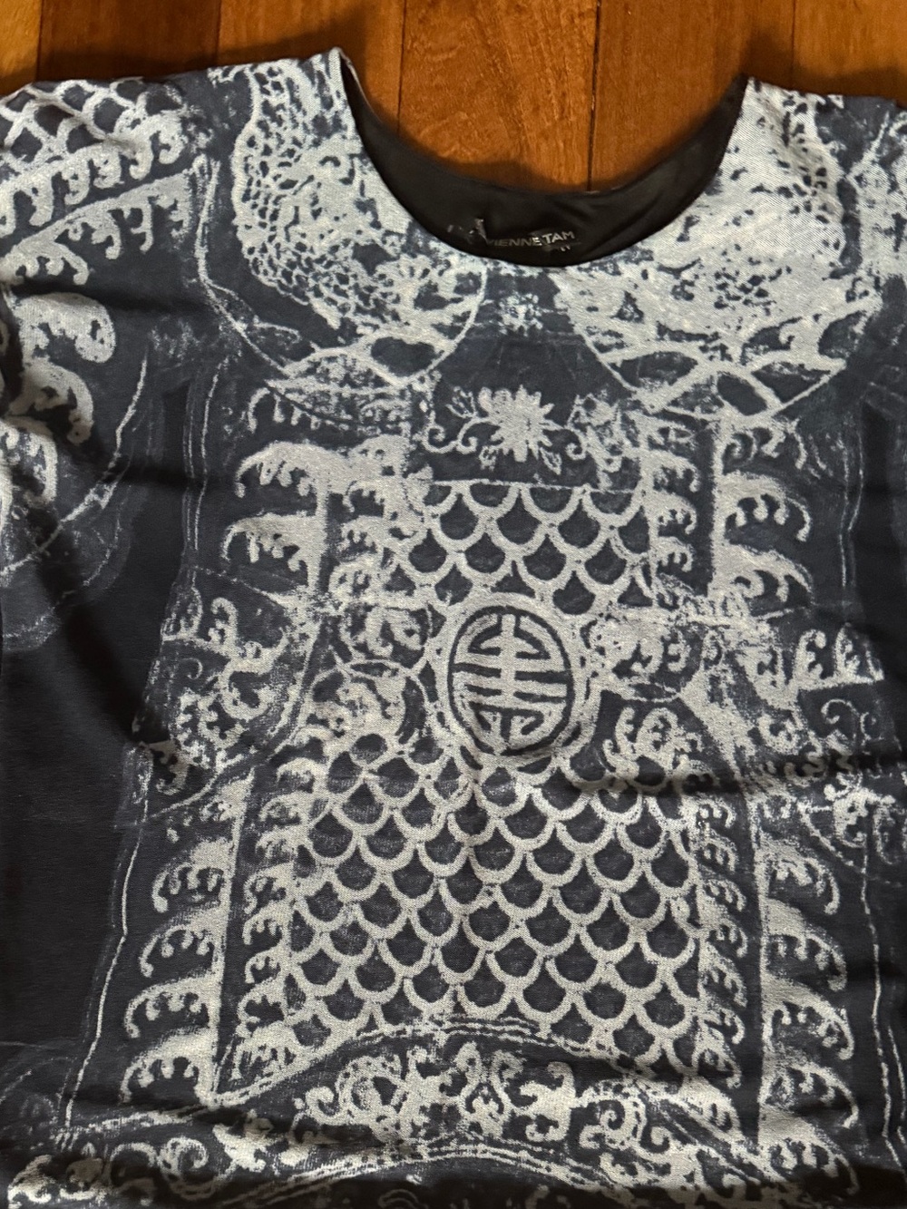 Vivienne Tam RARE Vintage blue dragon batik long sleeve opera top sz 3 US 4-8 - Picture 7 of 11